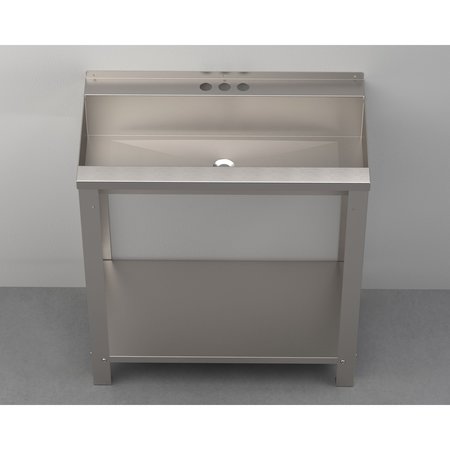 ECO-TROUGH HAND WASHING SINK Wall Mount Hand-Wash Trough, 1 Sta, 30" w, Four Leg Support Frame and Shelf Assy, 34" Rim, No Faucet SW130-4LF-34